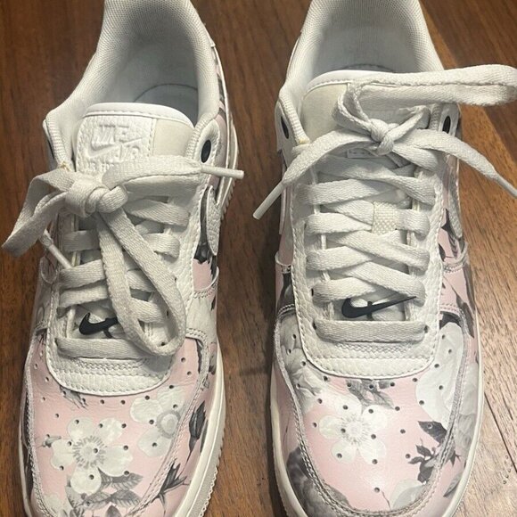 Nike Air Force 1 Low Floral Pink Grey Sneakers Women's Size 8 - Picture 4 of 10